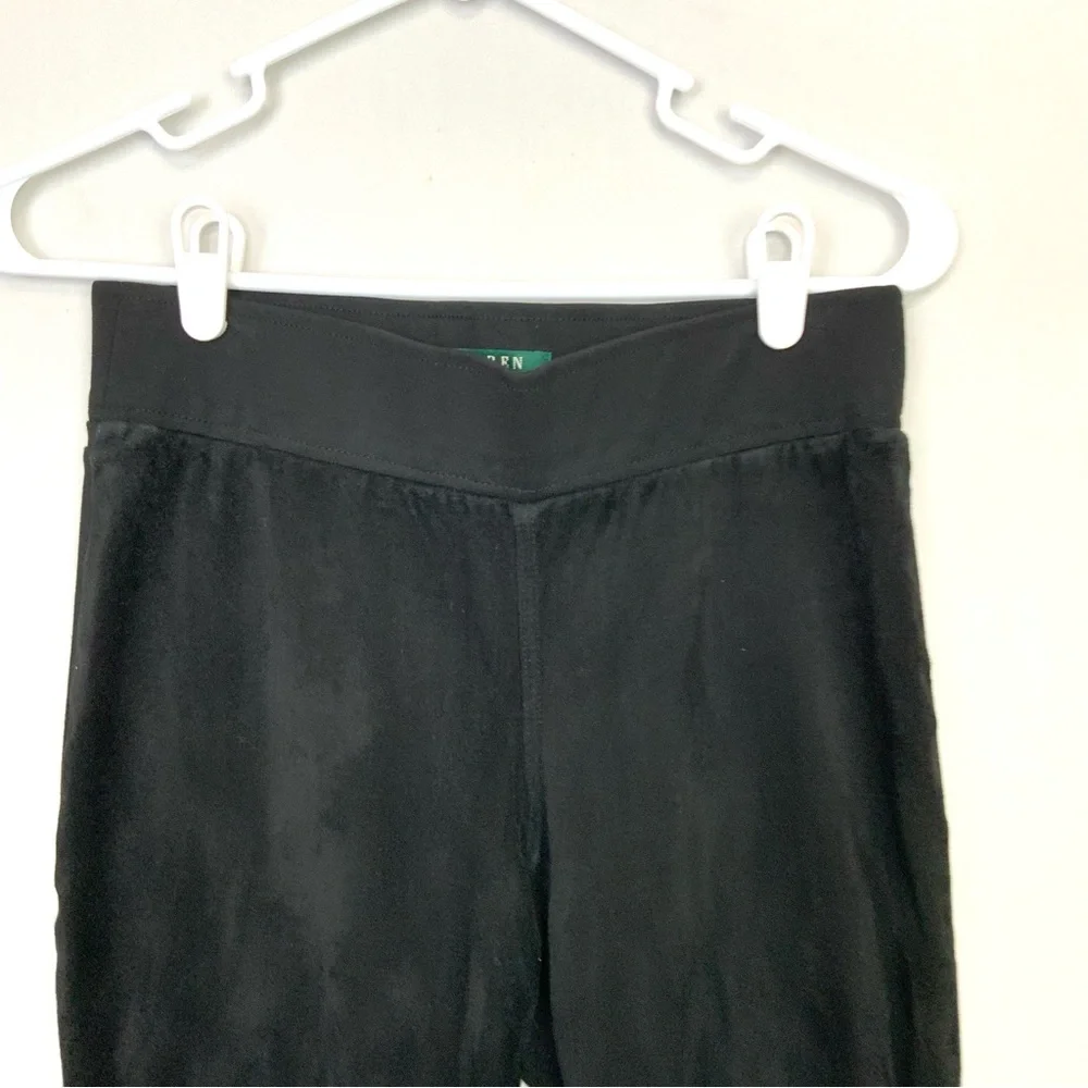 Lauren Ralph Lauren Sz 4 Black Genuine Suede Ponte Knit Leggings Pull On Pants - Picture 3 of 5